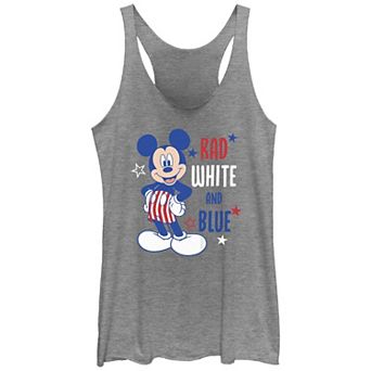 Disney's Mickey Mouse Juniors' Rad White And Blue Graphic Racerback Tank