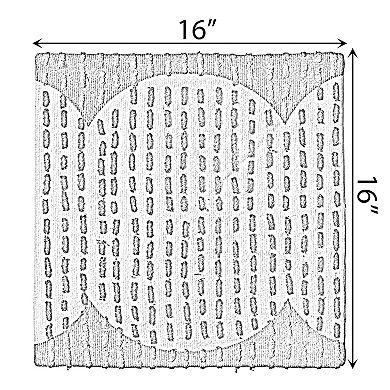 Handwoven Cotton Throw Pillow Cover with Ribbed Line Dots and Wave Border with Filler