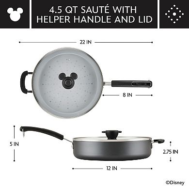 Disney's Mickey Mouse Disney Home Monochrome Ceramic Nonstick 4.5-qt. Saute Pan