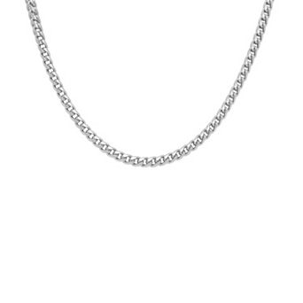 PRIMROSE Sterling Silver Diamond Cut Franco Chain Necklace