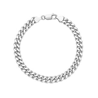 PRIMROSE Sterling Silver Diamond Cut Miami Cuban Chain Bracelet