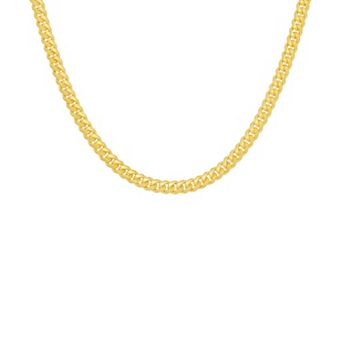 PRIMROSE Sterling Silver Diamond Cut Miami Cuban Chain Necklace