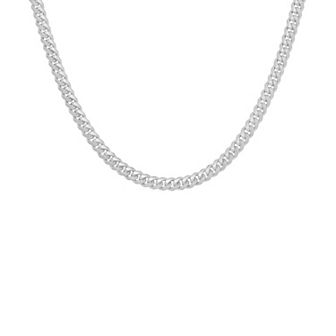 PRIMROSE Sterling Silver Diamond Cut Miami Cuban Chain Necklace