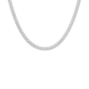 PRIMROSE Sterling Silver Diamond Cut Miami Cuban Chain Necklace