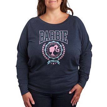 Plus Size Barbie Varsity Athletic Department French Graphic Terry Long Sleeve Tee