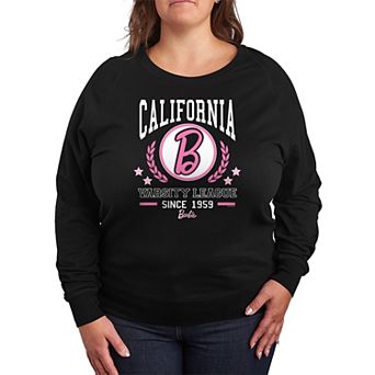 Plus Size Barbie Varsity League French Terry Graphic Long Sleeve Tee