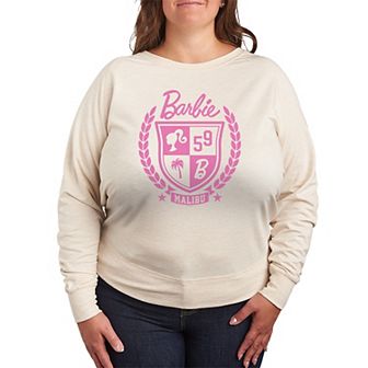Plus Size Barbie Varsity Malibu Seal French Terry Graphic Long Sleeve Tee