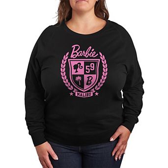 Plus Size Barbie Varsity Malibu Seal French Terry Graphic Long Sleeve Tee