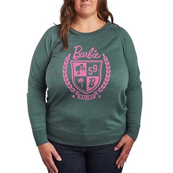 Plus Size Barbie Varsity Malibu Seal French Terry Graphic Long Sleeve Tee