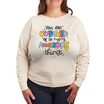Plus Size Barbie You Are Capable French Terry Graphic Long Sleeve Tee