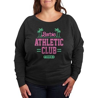 Plus Size Barbie Athletic Club French Terry Graphic Long Sleeve Tee