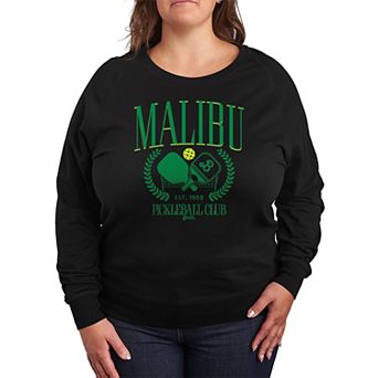 Plus Size Barbie Malibu Pickleball French Terry Graphic Long Sleeve Tee