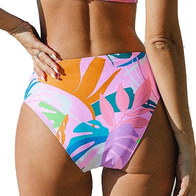 Women's Cupshe Side Shirred Mid Rise Bikini Bottoms