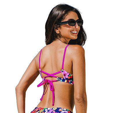 Women's Cupshe Alegria Lace-Up Floral Swim Top