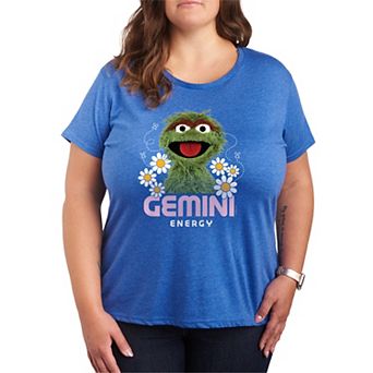 Plus Size Sesame Street Oscar Gemini Energy Short Sleeve Graphic Tee