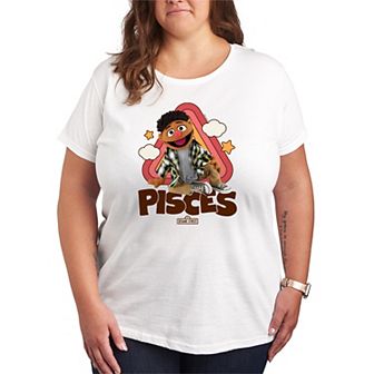 Plus Size Women's Sesame Street Pisces Tamir Short Sleeve Graphic Tee