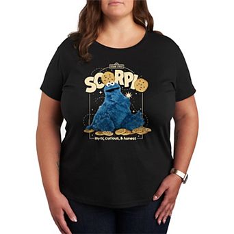 Plus Size Sesame Street Scorpio Cookie Monster Short Sleeve Graphic Tee