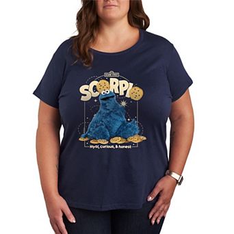 Plus Size Sesame Street Scorpio Cookie Monster Short Sleeve Graphic Tee