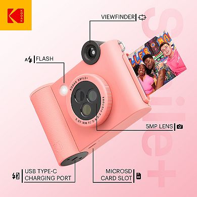 Kodak Smile+ Wireless 2x3 Digital Instant Print Camera With Effect Lenses & Zink Technology