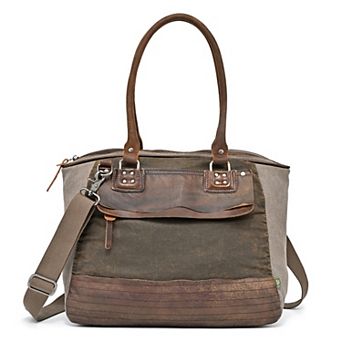 Tsd Brand Tapa Two-tone Canvas Leather Satchel