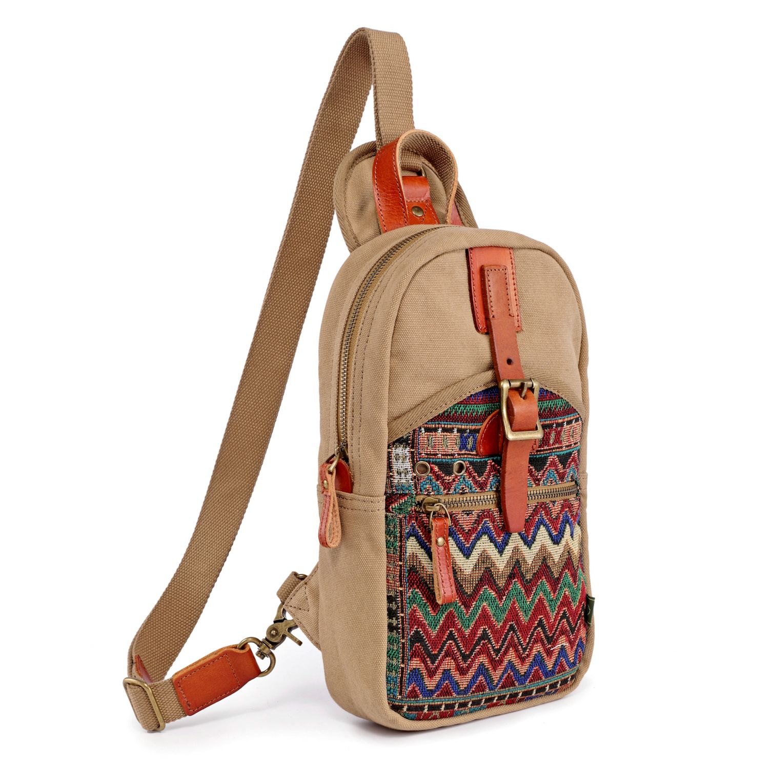 TSD Four Season Canvas Sling Bag – Handcrafted With Genuine Leather Accents