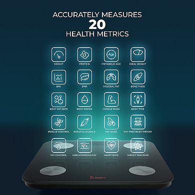 Sunny Health & Fitness Smart Body Weight & BMI Composition Scale with Free SunnyFit App