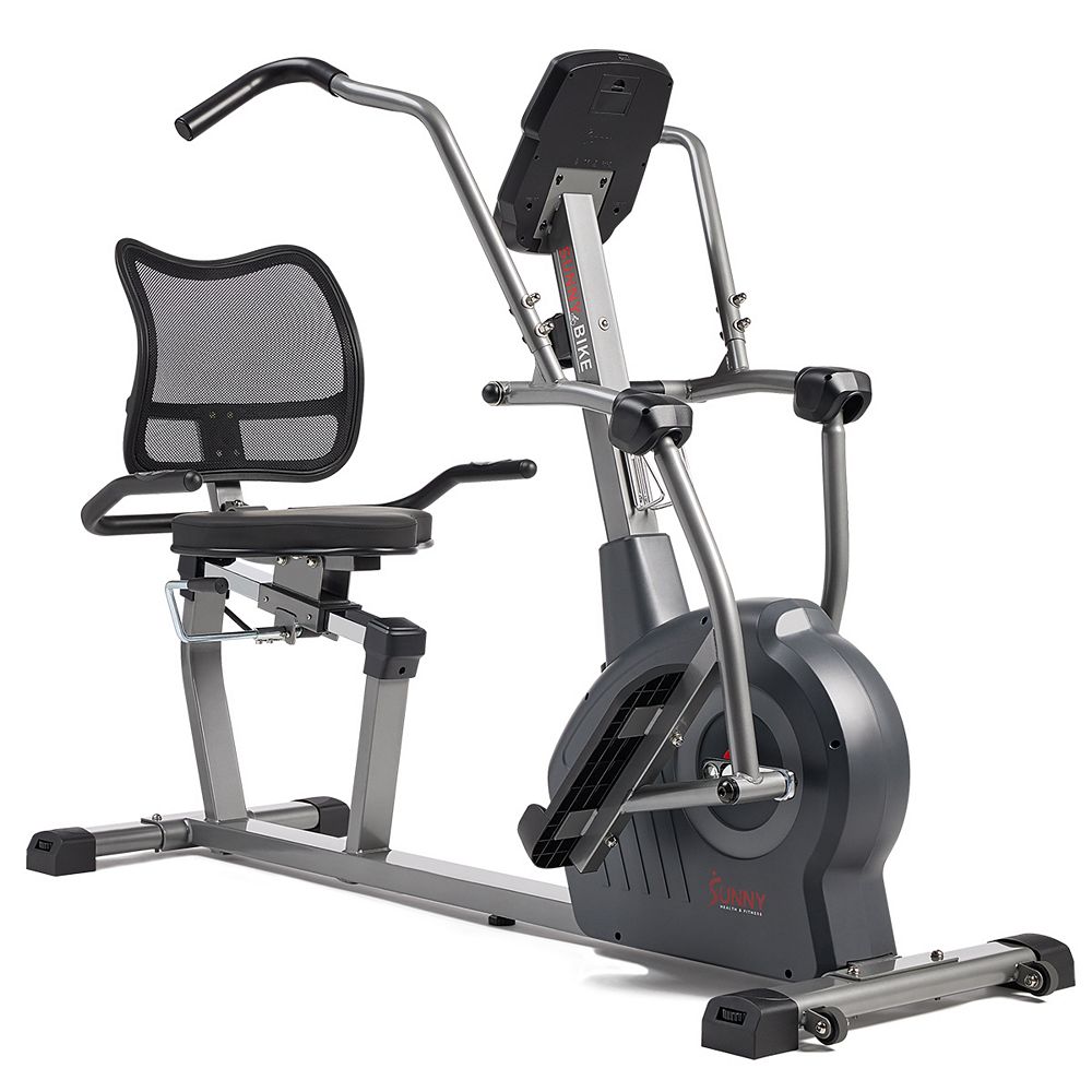 Sunny Health Fitness Elite Recumbent Cross Trainer Elliptical Machine Grey