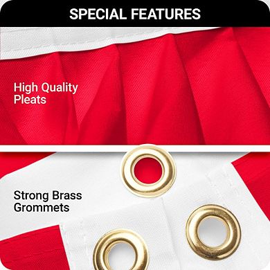 G128 Solid Color Pleated Fan Flag Printed 150d Polyester Brass Grommets