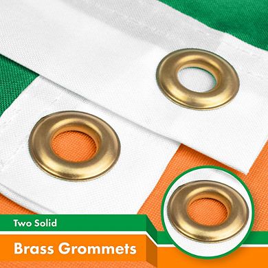 G128 2x3ft 2pk Ireland Shamrock Printed 150d Polyester Brass Grommets Flag