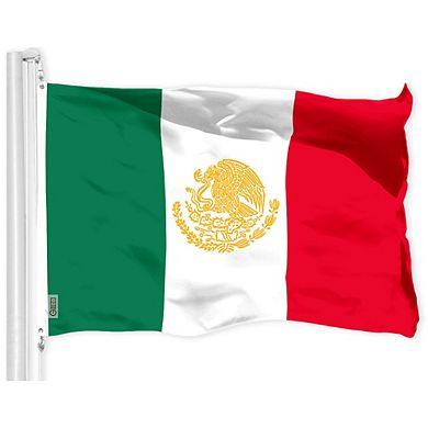 G128 3x5ft Combo American Mexico Golden Coat Of Arms Printed 150d Polyester Brass Grommets Flag
