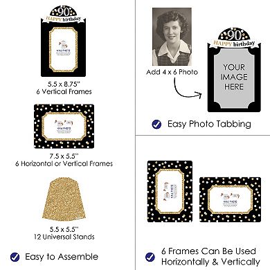 Big Dot Of Happiness Adult 90th Birthday Gold Birthday Party 4x6 Paper Photo Frames 12 Ct