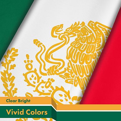 G128 3x5ft 2pk Mexico Golden Coat Of Arms Printed 150d Polyester Brass Grommets Flag