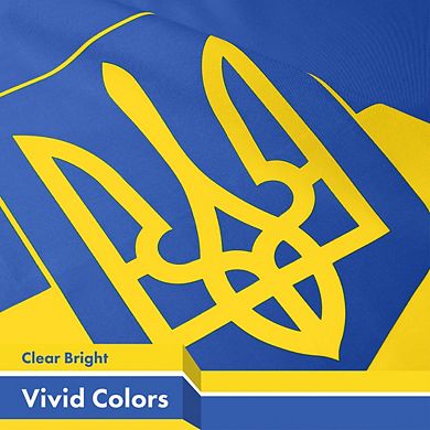 G128 2x3ft 2pk Ukraine Coat Of Arms Printed 150d Polyester Brass Grommets Flag