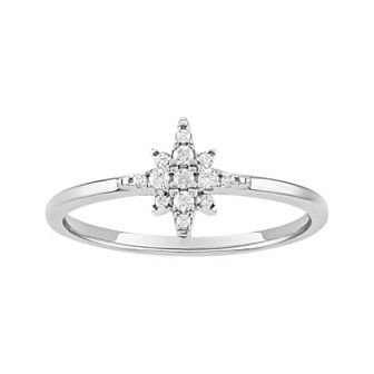 PRIMROSE Sterling Silver Cubic Zirconia Starburst Ring