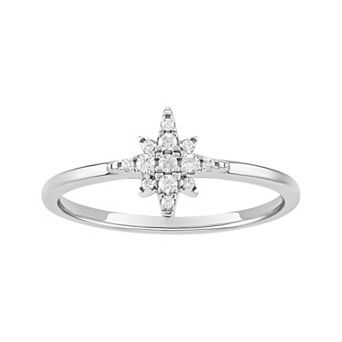 PRIMROSE Sterling Silver Cubic Zirconia Starburst Ring