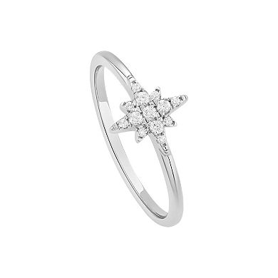 PRIMROSE Sterling Silver Cubic Zirconia Starburst Ring