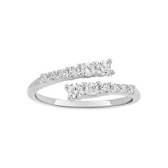 PRIMROSE Sterling Silver Cubic Zirconia Graduated Bypass Ring