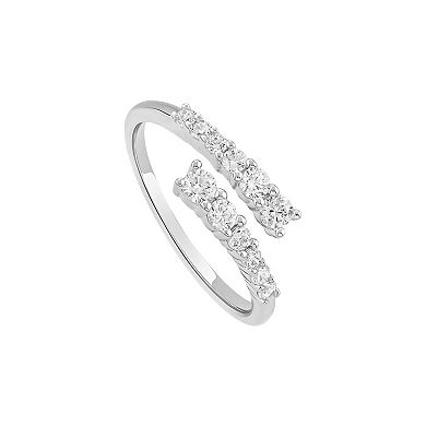 PRIMROSE Sterling Silver Cubic Zirconia Graduated Bypass Ring
