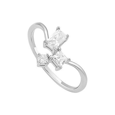 PRIMROSE Sterling Silver Cubic Zirconia Cluster V-Shape Ring
