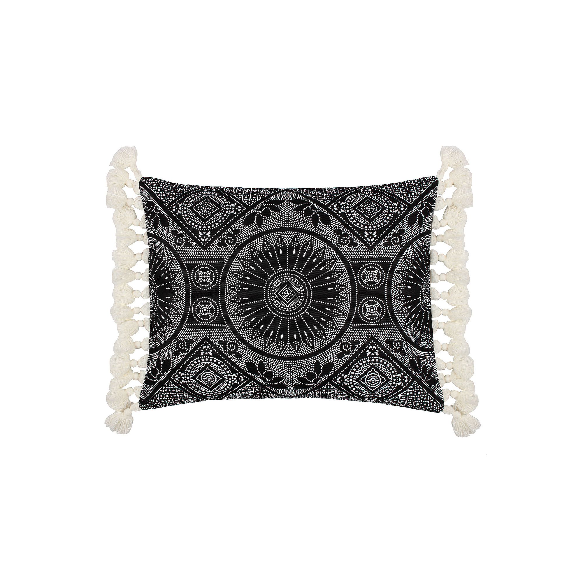 Levtex Home Black Crewel Stitch Tassel Pillow
