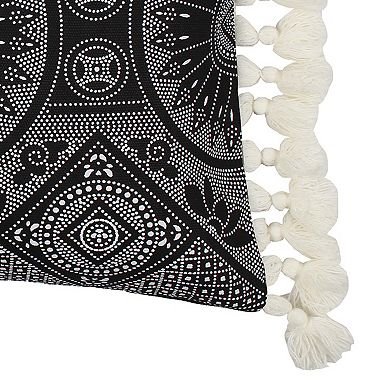 Levtex Home Black Crewel Stitch Tassel Pillow