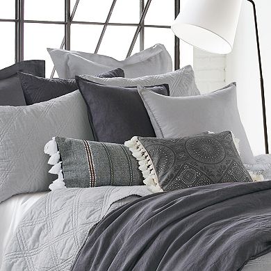 Levtex Home Black Crewel Stitch Tassel Pillow