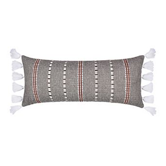 Levtex Home Black Pieced Applique Tasseled Throw Pillow