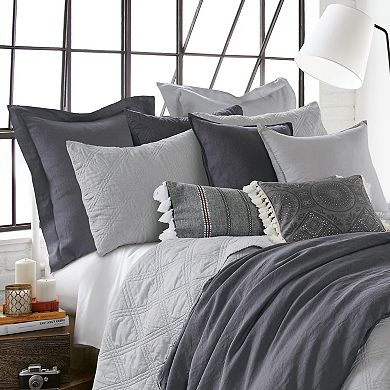 Levtex Home Black Pieced Applique Tasseled Throw Pillow