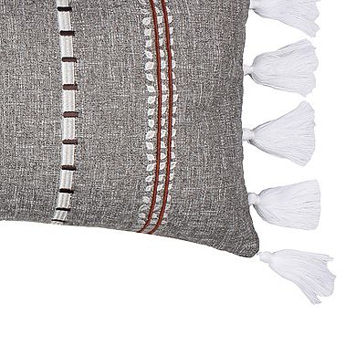 Levtex Home Black Pieced Applique Tasseled Throw Pillow