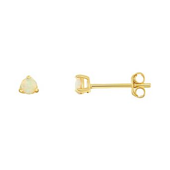 PRIMROSE 24k Gold over Sterling Silver White Opal Stone Stud Earrings