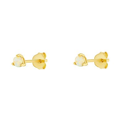 PRIMROSE 24k Gold over Sterling Silver White Opal Stone Stud Earrings
