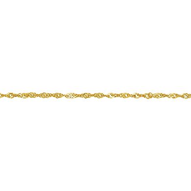 PRIMROSE 24k Gold over Sterling Silver Singapore Chain Necklace