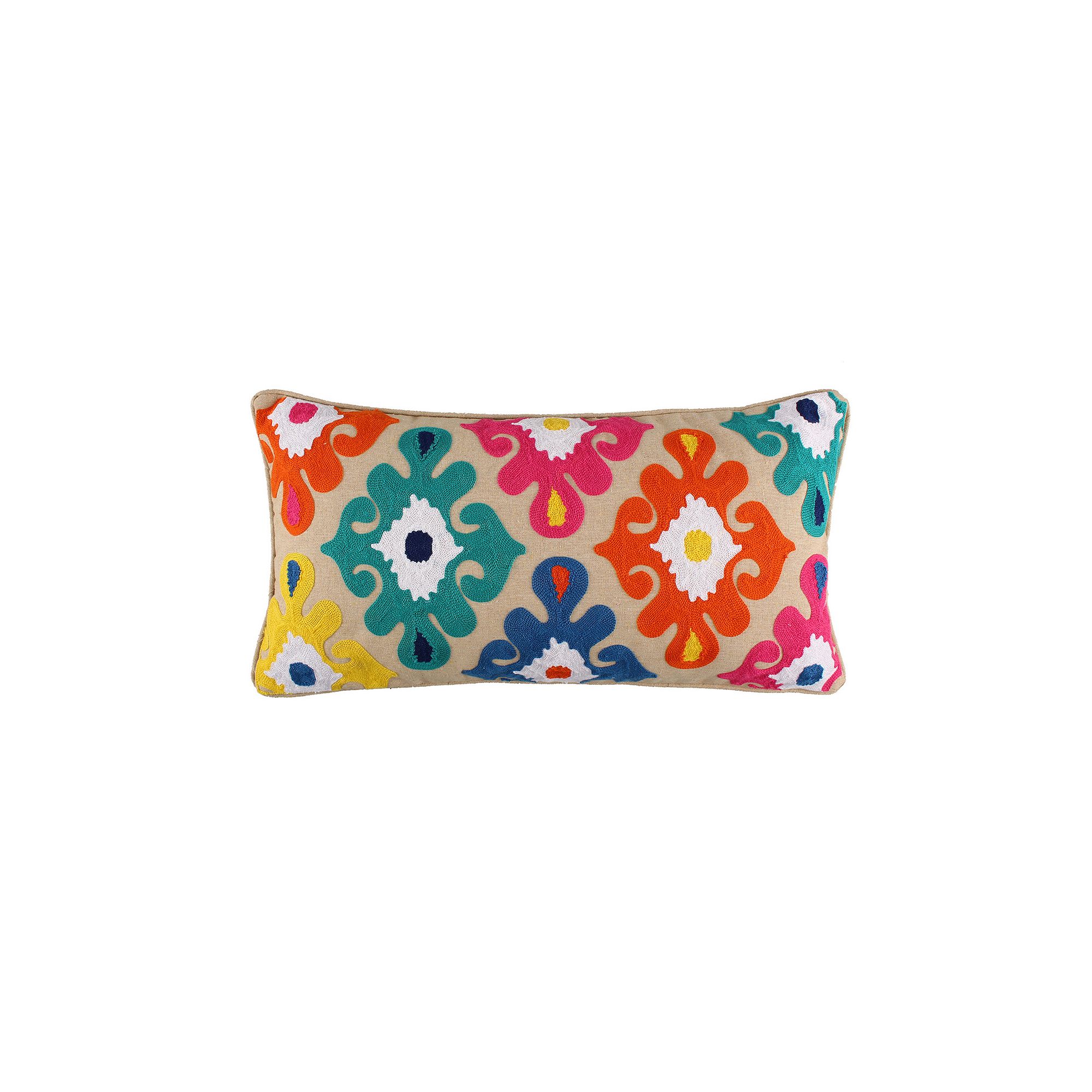 Levtex Home Fantasia Crewel Multicolor Throw Pillow, Natural