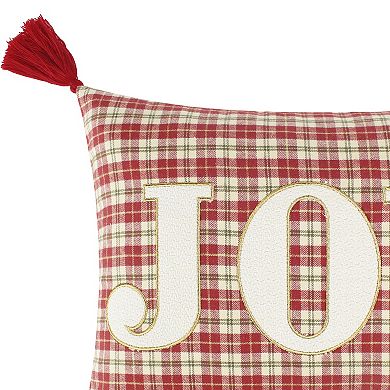 Levtex Home Home for Christmas Joy Plaid Tasseled Throw Pillow